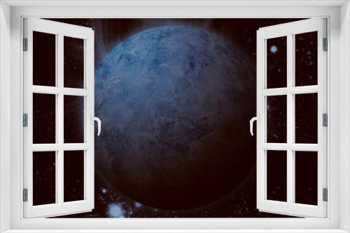 Fototapeta Naklejka Na Ścianę Okno 3D - blue white exoplanet alone in space 