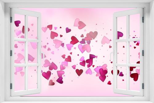 Red, Pink Hearts Vector Confetti. Valentines Day Wedding Pattern. Luxury Gift, Birthday Card, Poster Background Valentines Day Decoration with Falling Down Hearts Confetti. Beautiful Pink Scatter