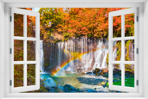 Fototapeta Naklejka Na Ścianę Okno 3D - Fujinomiya - Shiraito Falls Arakura Sengen Shrine - Fujiyoshida