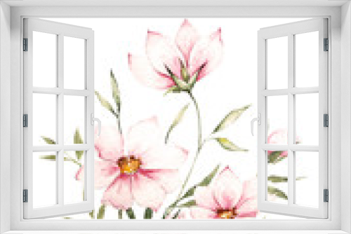 Fototapeta Naklejka Na Ścianę Okno 3D - Watercolor floral template