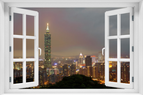 Fototapeta Naklejka Na Ścianę Okno 3D - beautiful nignt viw of Taipei city, Taiwan
