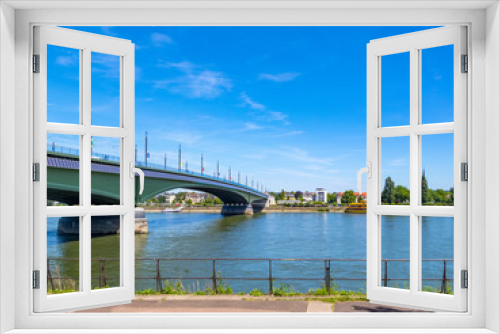 Fototapeta Naklejka Na Ścianę Okno 3D - View of the Rhine and Kennedy Bridge in Bonn, Germany on a sunny summer day
