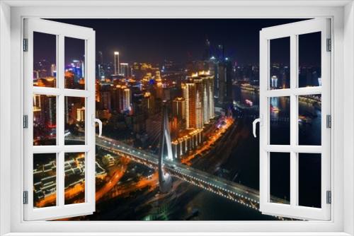Fototapeta Naklejka Na Ścianę Okno 3D - Chongqing bridge night aerial