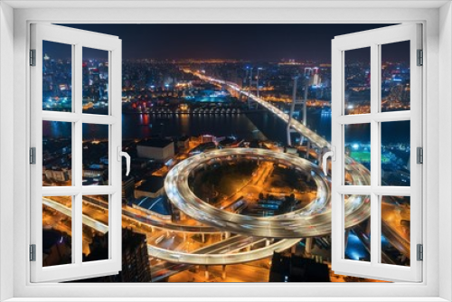 Fototapeta Naklejka Na Ścianę Okno 3D - Shanghai Nanpu Bridge over Huangpu River