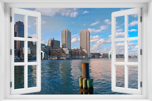 Fototapeta Naklejka Na Ścianę Okno 3D - Panorama of downtown Boston from seaport