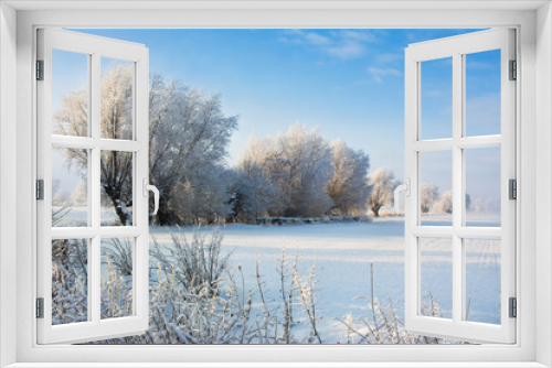 Fototapeta Naklejka Na Ścianę Okno 3D -  piękna zima, oszronione drzewa