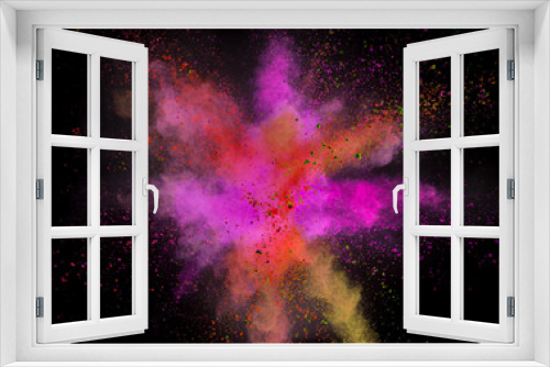 Fototapeta Naklejka Na Ścianę Okno 3D - Colored powder explosion on black background. Freeze motion.