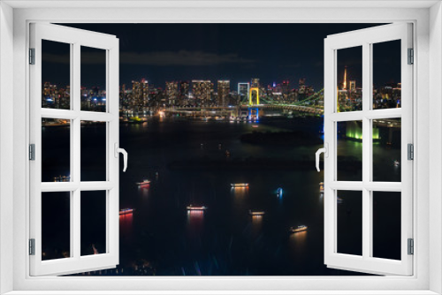 Fototapeta Naklejka Na Ścianę Okno 3D - 東京湾の夜景　台場に集う船２