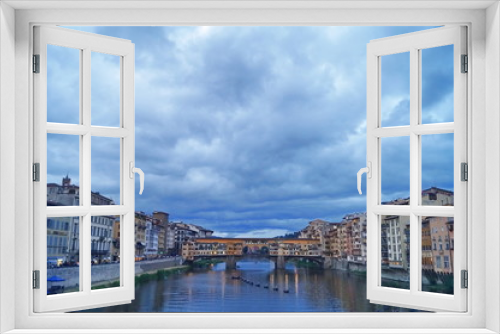 Fototapeta Naklejka Na Ścianę Okno 3D - Ponte Vecchio bridge at evening, Florence, Italy