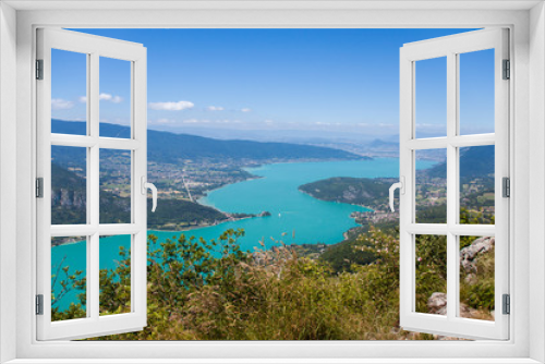 Fototapeta Naklejka Na Ścianę Okno 3D - Altitude Panorama over Annecy Lake and French Haute Savoie Valley on a Sunny Summer Day