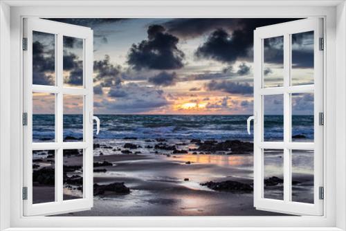 Fototapeta Naklejka Na Ścianę Okno 3D - Amanhecer sol nascente oceano atlantico