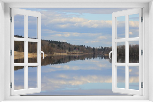 Fototapeta Naklejka Na Ścianę Okno 3D - Reflections of clouds on a lake