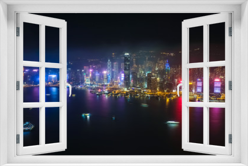 Fototapeta Naklejka Na Ścianę Okno 3D - 香港 スカイ100（環球貿易広場）からの夜景