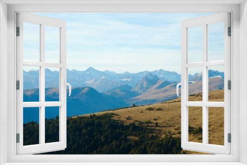 Fototapeta Naklejka Na Ścianę Okno 3D - Vista delle Dolomiti e altipiano del Renon, Alto Adige, Italia