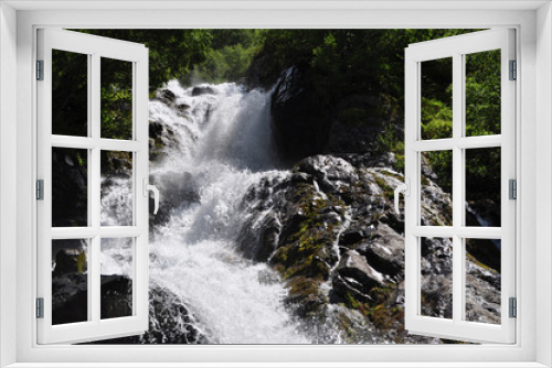 Fototapeta Naklejka Na Ścianę Okno 3D - Waterfall scenes in mountains, national park Dombai, Caucasus, Russia, Europe