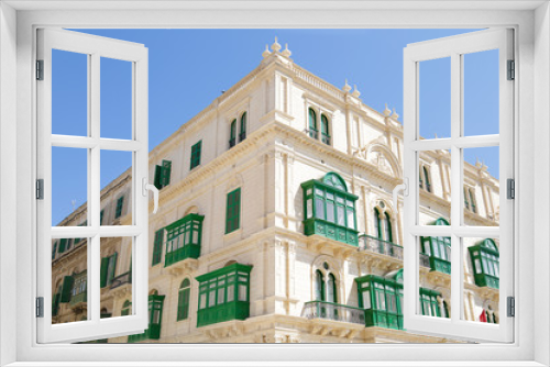 Fototapeta Naklejka Na Ścianę Okno 3D - Stone houses with Maltese balconies in the city of Valletta, Malta