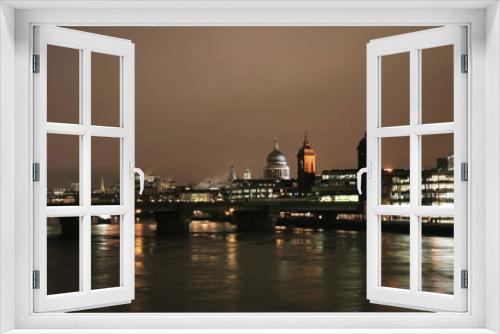 Fototapeta Naklejka Na Ścianę Okno 3D - St Paul's Cathedral and Southwark Bridge at Night