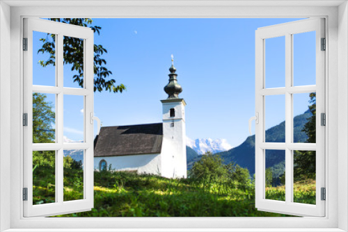 Fototapeta Naklejka Na Ścianę Okno 3D - White church in the alps