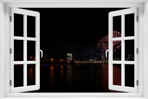Fototapeta Naklejka Na Ścianę Okno 3D - fireworks over the river. fireworks over the night Moscow