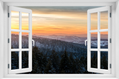 Fototapeta Naklejka Na Ścianę Okno 3D - winter sunset over Emmental