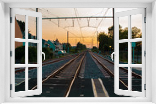 Fototapeta Naklejka Na Ścianę Okno 3D - Sunset over the railway
