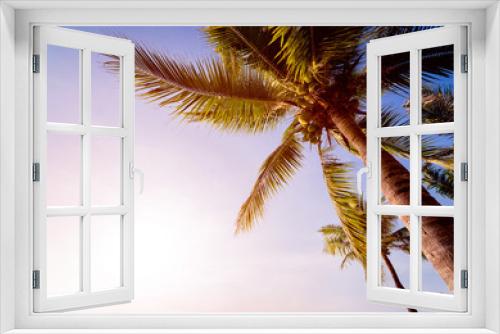 Fototapeta Naklejka Na Ścianę Okno 3D - Beautiful tropical beach with palm trees.