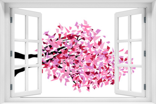 Fototapeta Naklejka Na Ścianę Okno 3D - Abstract cherry blossom branch, triangle scatter art, vector illustration