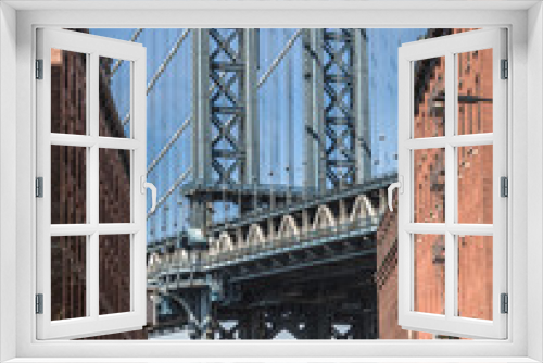 Fototapeta Naklejka Na Ścianę Okno 3D - Down Under the Manhattan Bridge 