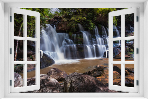 Fototapeta Naklejka Na Ścianę Okno 3D - Tad-Pla-Kang waterfall, Beautiful waterfall in Chattrakan nationalpark  Pitsanulok province, ThaiLand.