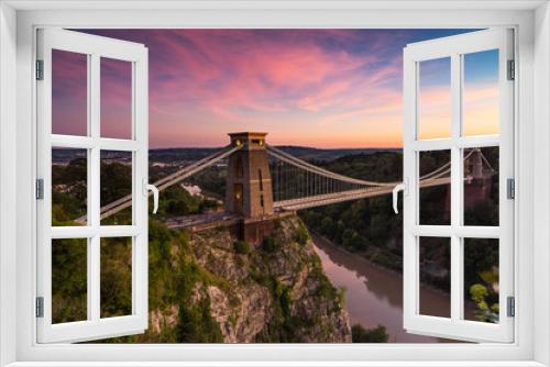 Fototapeta Naklejka Na Ścianę Okno 3D - View of the Clifton suspension Bridge at sunset in Bristol
