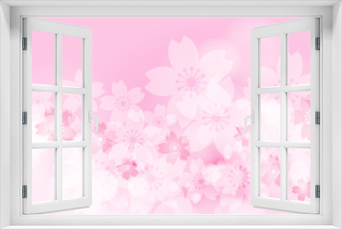 Fototapeta Naklejka Na Ścianę Okno 3D - Cherry Blossom, Pink Background, Vector Graphics
