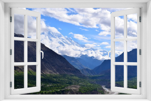 Fototapeta Naklejka Na Ścianę Okno 3D - Clouds and the mountain forest landscape. Mountain range nature landscape. Mountain layers landscape.