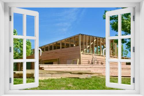 Fototapeta Naklejka Na Ścianę Okno 3D - construction en bois