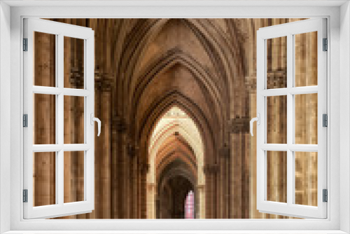 Long coridor inside Troyes cathedral, France