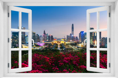 Fototapeta Naklejka Na Ścianę Okno 3D - Shenzhen Futian District City Scenery