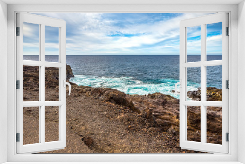 Fototapeta Naklejka Na Ścianę Okno 3D - Los Hervideros lava's caves in Lanzarote island, popular touristic attraction, Canary islands