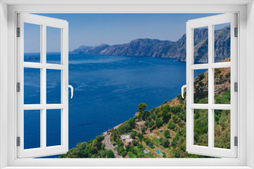 Fototapeta Naklejka Na Ścianę Okno 3D - Mountains and coastline of Amalfi Coast from Path of the Gods, a hiking trail near Positano, Italy