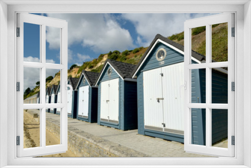 Fototapeta Naklejka Na Ścianę Okno 3D - Beach huts on seafront at Bournemouth, Dorset
