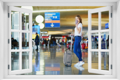 Young woman in international airport