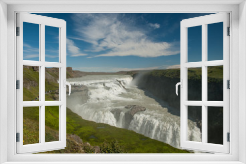 Fototapeta Naklejka Na Ścianę Okno 3D - Gullfoss waterfall with queue of people, Golden Circle, Iceland