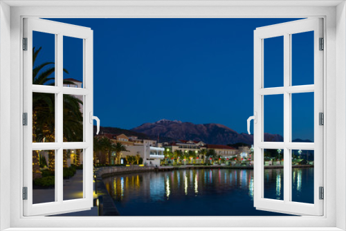 Fototapeta Naklejka Na Ścianę Okno 3D - MONTENEGRO, TIVAT - DECEMBER 24. 2017:Tivat promenade night view in Montenegro