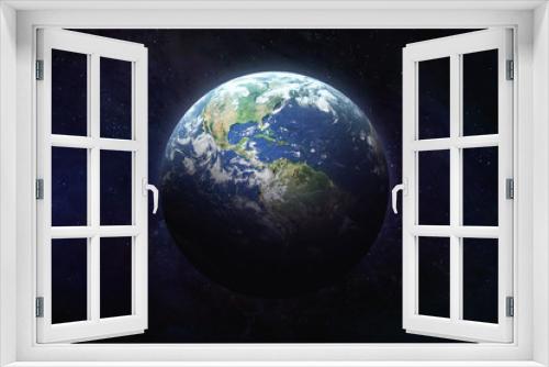 Fototapeta Naklejka Na Ścianę Okno 3D - Planet Earth in outer space. Blue marble. Civilization. Continent America and pacific ocean on surface. Elements of this image furnished by NASA