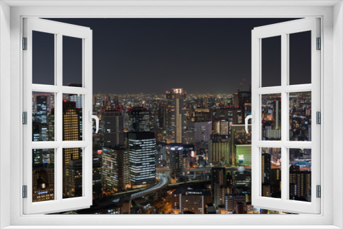 Fototapeta Naklejka Na Ścianę Okno 3D - Night landscape view of Osaka, Japan 