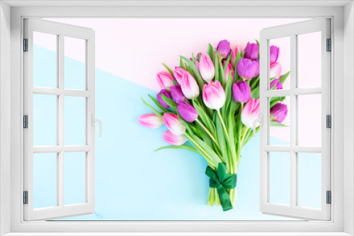 Fototapeta Naklejka Na Ścianę Okno 3D - Pink fresh tulips