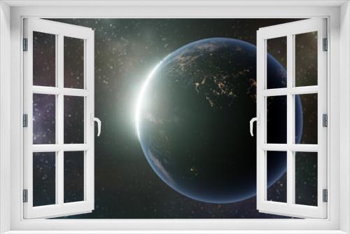 Fototapeta Naklejka Na Ścianę Okno 3D - Earth globe with rising Sun