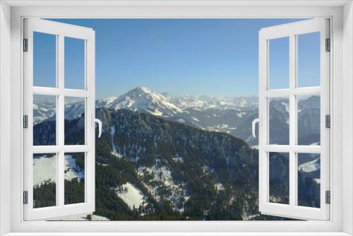 Fototapeta Naklejka Na Ścianę Okno 3D - Sommet d'une chaine de montagne en Savoie