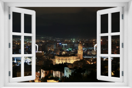 Fototapeta Naklejka Na Ścianę Okno 3D - view of illuminated port at midnight