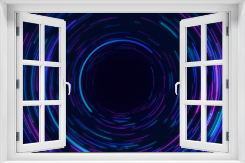 Fototapeta Naklejka Na Ścianę Okno 3D - Blue & purple abstract circular radial lines background. Data flow. Optical fiber. Motion effect. Background