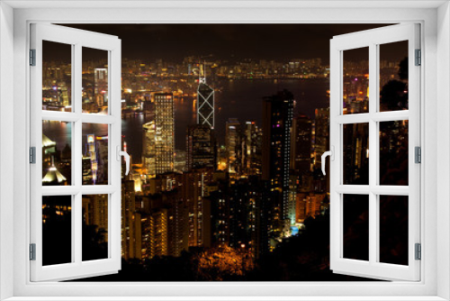 Fototapeta Naklejka Na Ścianę Okno 3D - Hongkong Nachts