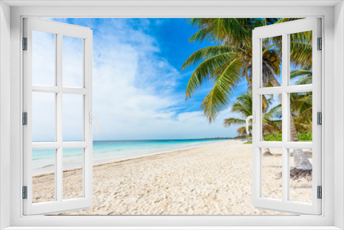 Fototapeta Naklejka Na Ścianę Okno 3D - Paradise Beach (also known for Playa Paraiso) at sunny summer day - beautiful and tropical caribbean coast at Tulum in Quintana Roo, Riviera Maya, Cancun,  Mexico